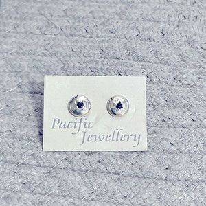 Vintage Black Spinel Sterling Earrings